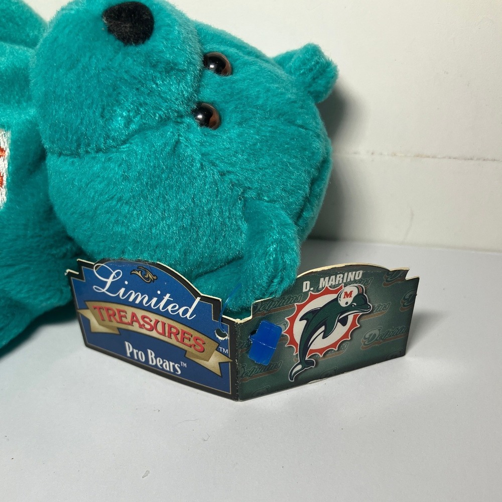 Limited Treasures NFL Pro Bears 1998 #13 Marino Miami Dolphins Blue Green Plush - Picture 3 of 5